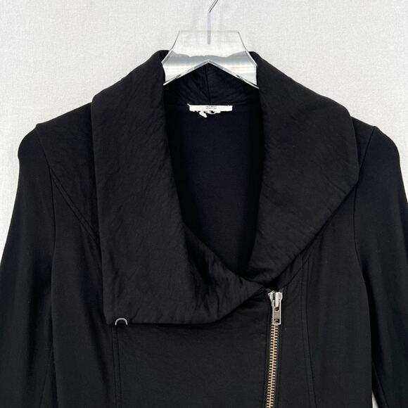 HELMUT LANG Villous Asymmetric Moto Jacket XS Black Sweatshirt Knit Full Zip - Picture 4 of 12